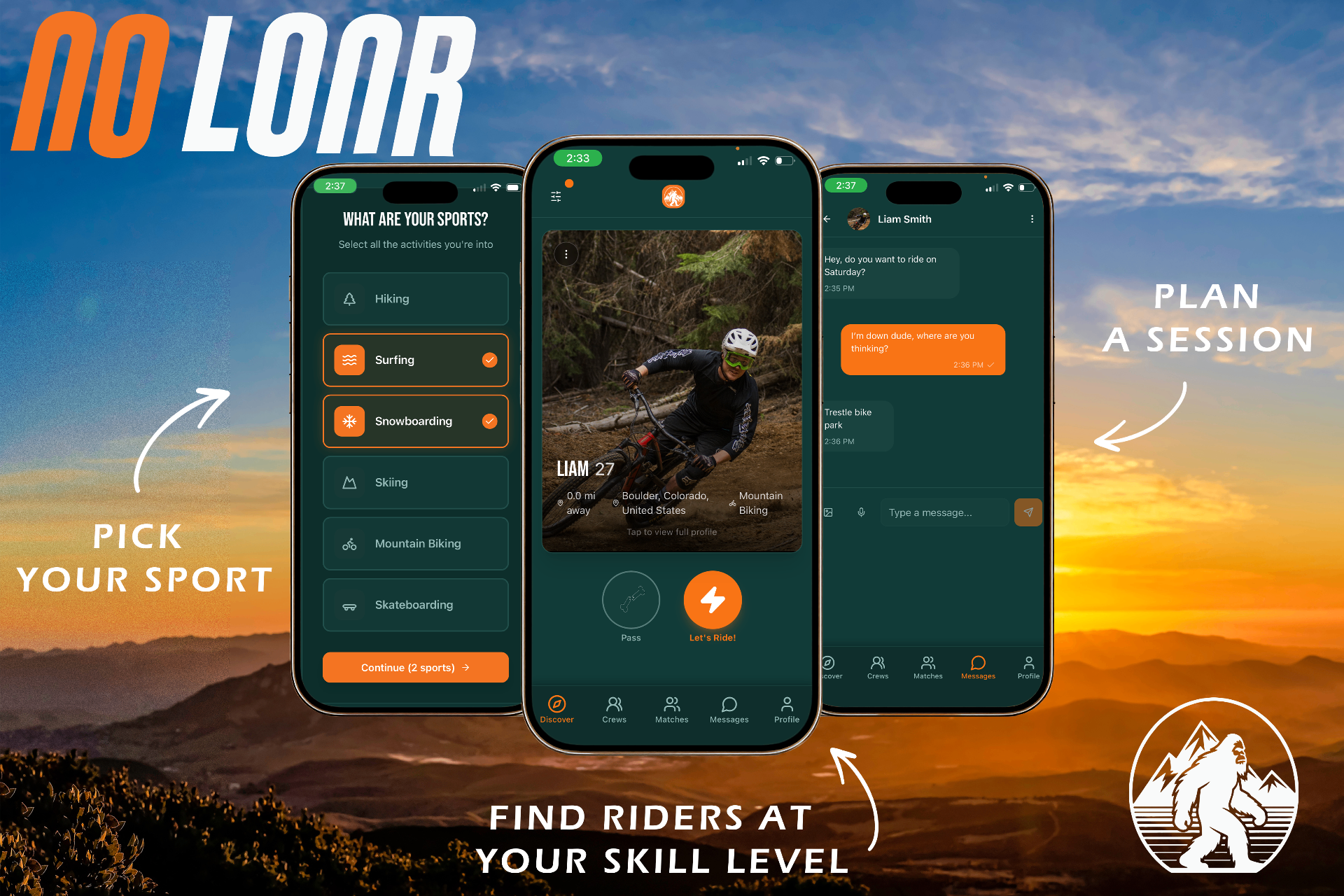 No Lonr — Action Sports Social App